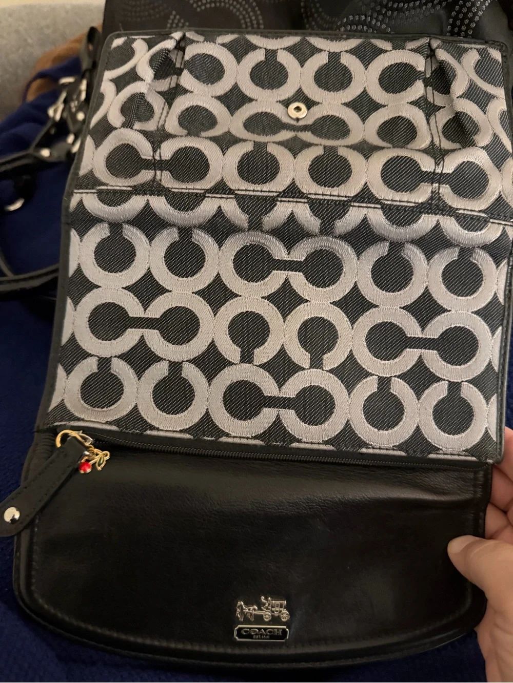 Coach Black & Gray Signature Madison OP Art Wallet
